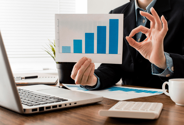 Business growth graph on the table