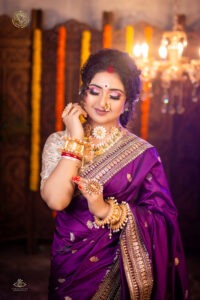 A Beautiful Party Makeup Women And Ware a Saree